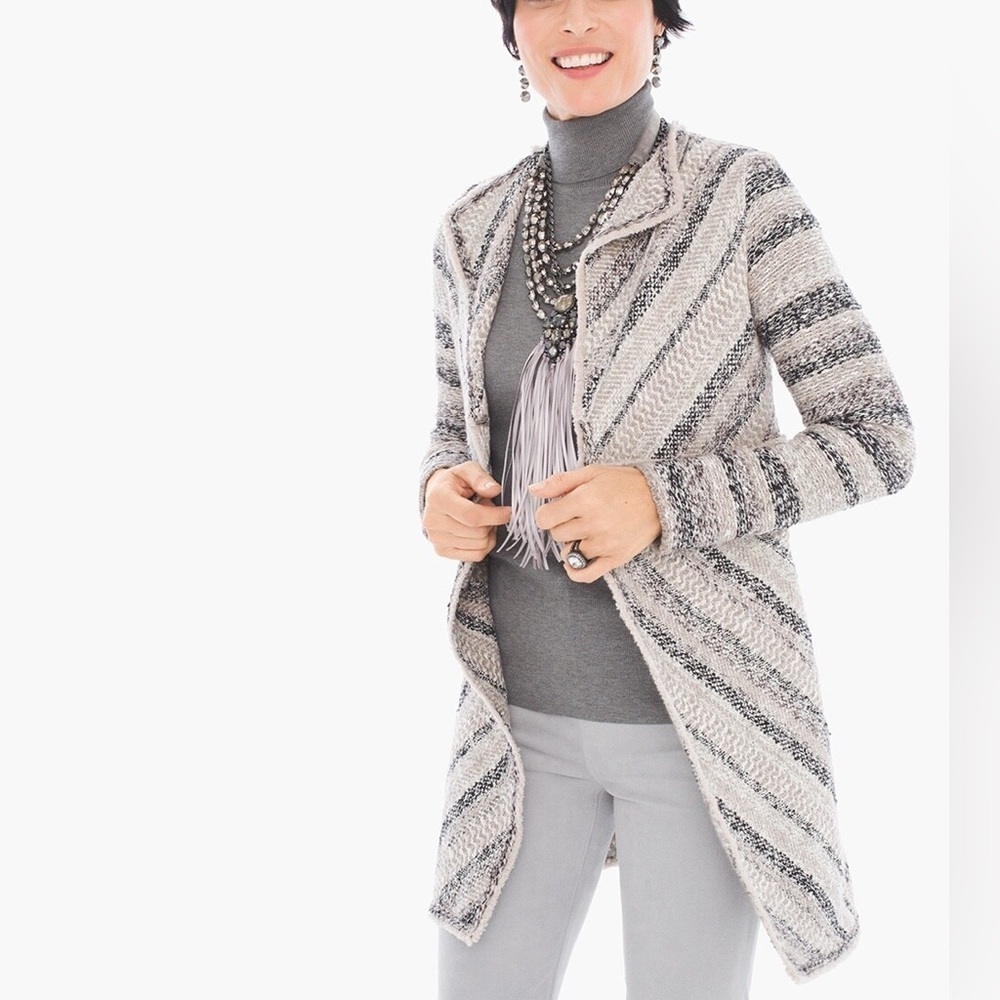 Chico’s Textured Elyse‎ Cardigan Sweater Jacket Sz 0 (S)